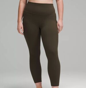 LULULEMON ATHLETICA High Waisted Align Leggings - Olive Green Size 4